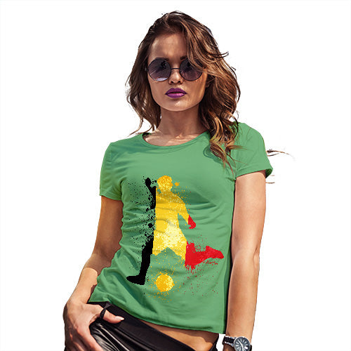 Funny Gifts For Women Football Soccer Silhouette Belgium Women's T-Shirt Large Green