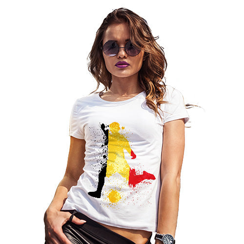 Funny T Shirts For Women Football Soccer Silhouette Belgium Women's T-Shirt Large White