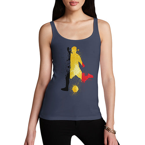 Womens Humor Novelty Graphic Funny Tank Top Football Soccer Silhouette Belgium Women's Tank Top Large Navy