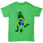 Boys Funny Tshirts Football Soccer Silhouette Brazil Boy's T-Shirt Age 7-8 Green