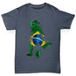 Novelty Tees For Boys Football Soccer Silhouette Brazil Boy's T-Shirt Age 12-14 Dark Grey