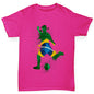 Girls funny tee shirts Football Soccer Silhouette Brazil Girl's T-Shirt Age 12-14 Pink