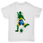 Girls novelty t shirts Football Soccer Silhouette Brazil Girl's T-Shirt Age 7-8 White