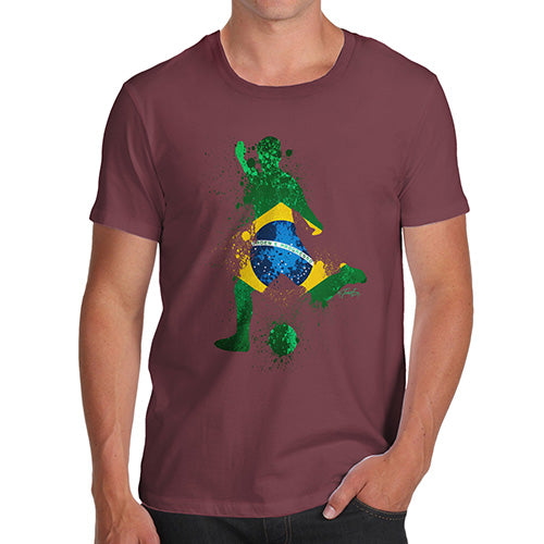 Funny Tshirts For Men Football Soccer Silhouette Brazil Men's T-Shirt X-Large Burgundy