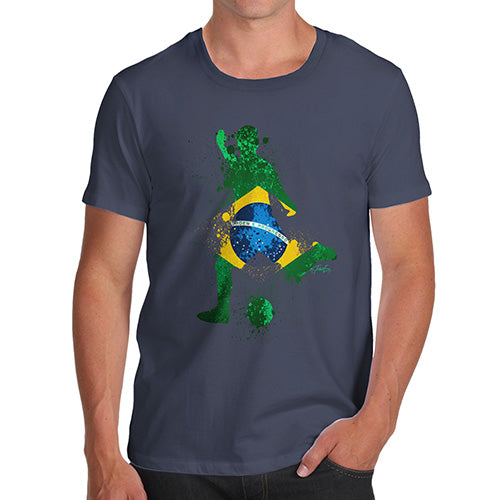 Funny Tshirts For Men Football Soccer Silhouette Brazil Men's T-Shirt Small Navy