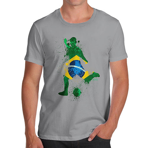 Mens Humor Novelty Graphic Sarcasm Funny T Shirt Football Soccer Silhouette Brazil Men's T-Shirt Medium Light Grey