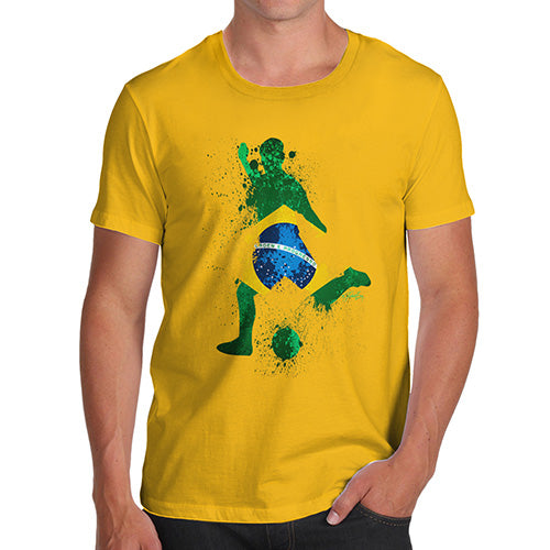 Mens Humor Novelty Graphic Sarcasm Funny T Shirt Football Soccer Silhouette Brazil Men's T-Shirt Large Yellow