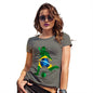 Funny T Shirts For Mom Football Soccer Silhouette Brazil Women's T-Shirt Large Khaki