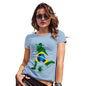 Funny Shirts For Women Football Soccer Silhouette Brazil Women's T-Shirt Medium Sky Blue