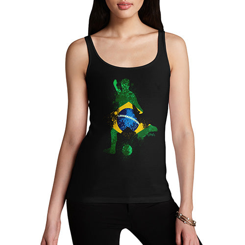 Funny Tank Top For Women Football Soccer Silhouette Brazil Women's Tank Top Large Black