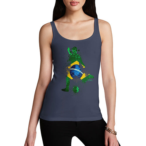 Womens Novelty Tank Top Christmas Football Soccer Silhouette Brazil Women's Tank Top Medium Navy