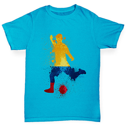 Boys novelty tees Football Soccer Silhouette Colombia Boy's T-Shirt Age 3-4 Azure Blue