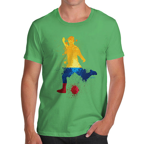 Funny T Shirts For Men Football Soccer Silhouette Colombia Men's T-Shirt Medium Green