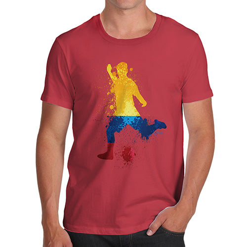 Mens Novelty T Shirt Christmas Football Soccer Silhouette Colombia Men's T-Shirt Medium Red