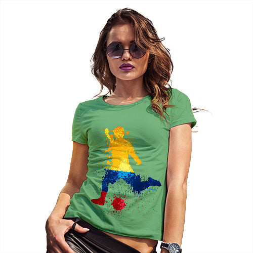 Novelty Tshirts Women Football Soccer Silhouette Colombia Women's T-Shirt Small Green