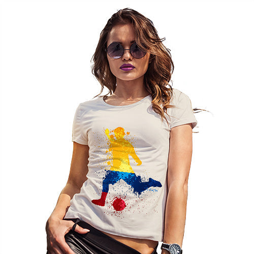 Womens Funny Tshirts Football Soccer Silhouette Colombia Women's T-Shirt Medium Natural