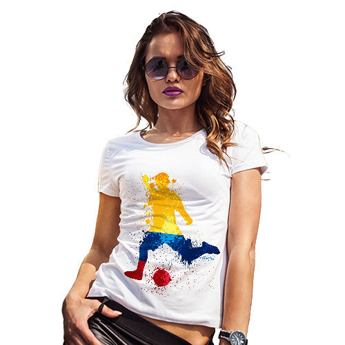 Funny T Shirts For Mom Football Soccer Silhouette Colombia Women's T-Shirt Medium White