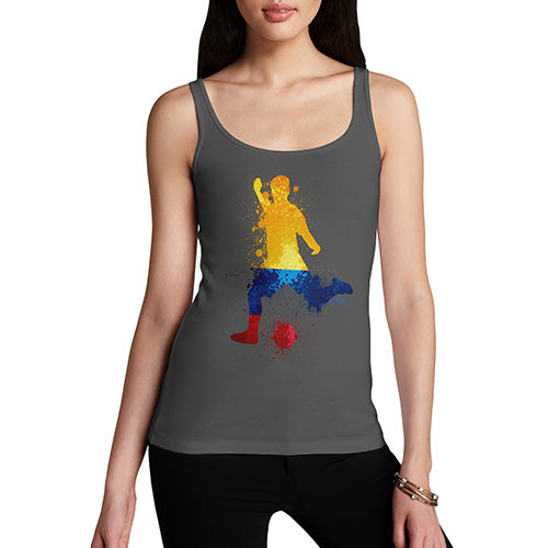 Funny Tank Top For Mom Football Soccer Silhouette Colombia Women's Tank Top Medium Dark Grey