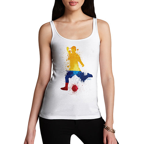 Novelty Tank Top Women Football Soccer Silhouette Colombia Women's Tank Top Small White