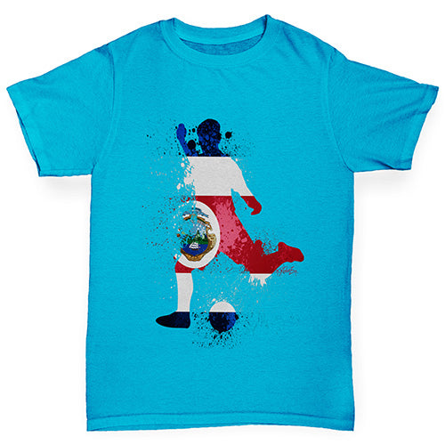 Boys novelty t shirts Football Soccer Silhouette Costa Rica Boy's T-Shirt Age 3-4 Azure Blue