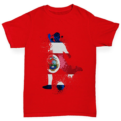 Boys novelty tees Football Soccer Silhouette Costa Rica Boy's T-Shirt Age 12-14 Red