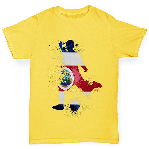 Boys Funny Tshirts Football Soccer Silhouette Costa Rica Boy's T-Shirt Age 3-4 Yellow