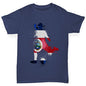 Kids Funny Tshirts Football Soccer Silhouette Costa Rica Girl's T-Shirt Age 7-8 Navy