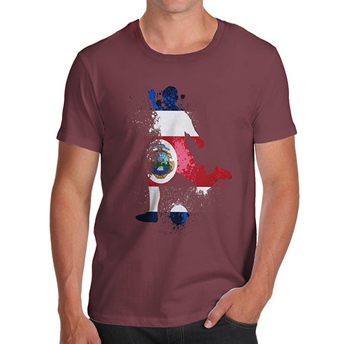 Novelty T Shirts For Dad Football Soccer Silhouette Costa Rica Men's T-Shirt Small Burgundy