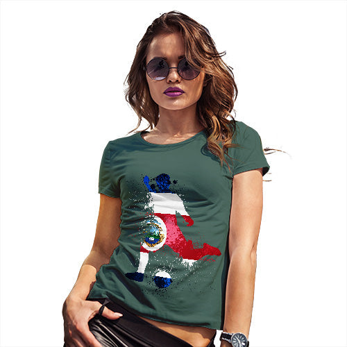 Womens Novelty T Shirt Football Soccer Silhouette Costa Rica Women's T-Shirt Large Bottle Green