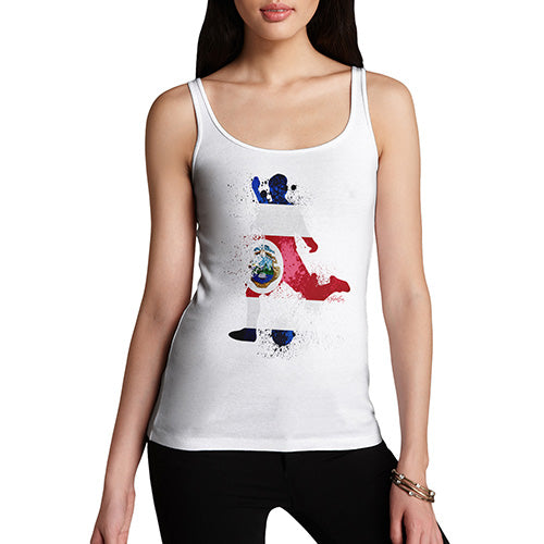 Funny Tank Top For Women Football Soccer Silhouette Costa Rica Women's Tank Top Small White