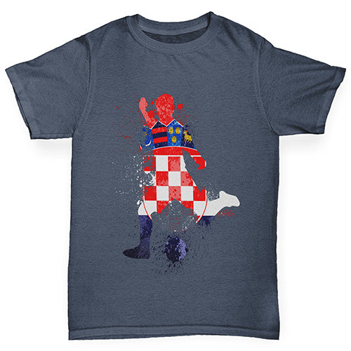 Novelty Tees For Boys Football Soccer Silhouette Croatia Boy's T-Shirt Age 3-4 Dark Grey