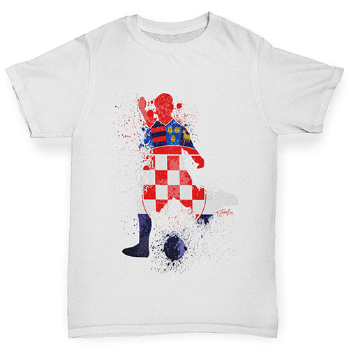 Boys Funny T Shirt Football Soccer Silhouette Croatia Boy's T-Shirt Age 3-4 White