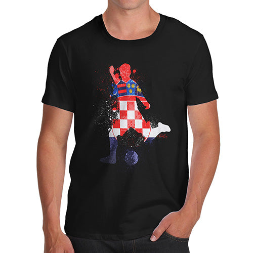 Mens Funny Sarcasm T Shirt Football Soccer Silhouette Croatia Men's T-Shirt Small Black