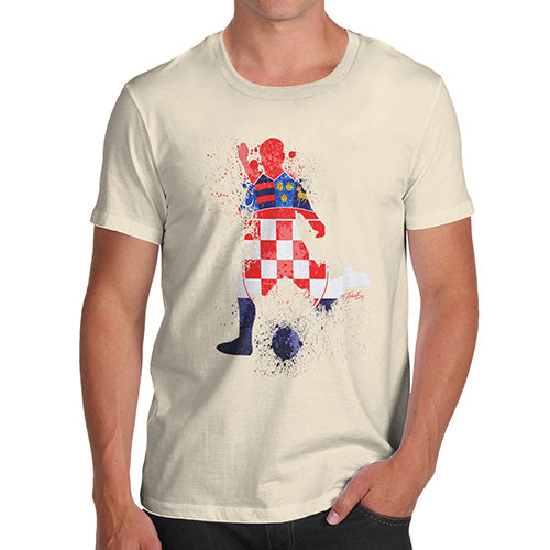 Funny T-Shirts For Men Sarcasm Football Soccer Silhouette Croatia Men's T-Shirt Small Natural