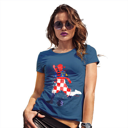 Womens Funny Sarcasm T Shirt Football Soccer Silhouette Croatia Women's T-Shirt Medium Royal Blue