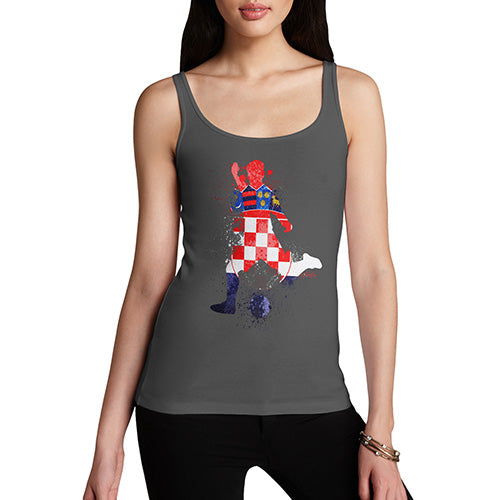 Women Funny Sarcasm Tank Top Football Soccer Silhouette Croatia Women's Tank Top Large Dark Grey