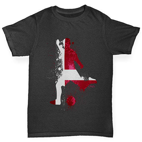 Boys novelty tees Football Soccer Silhouette Denmark Boy's T-Shirt Age 9-11 Black