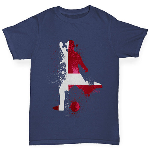 Novelty Tees For Boys Football Soccer Silhouette Denmark Boy's T-Shirt Age 12-14 Navy