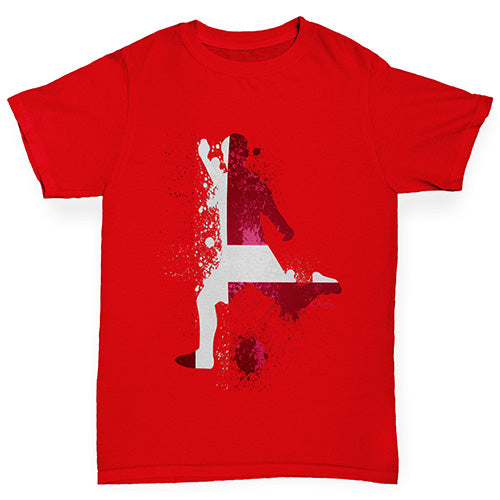 Boys novelty t shirts Football Soccer Silhouette Denmark Boy's T-Shirt Age 12-14 Red