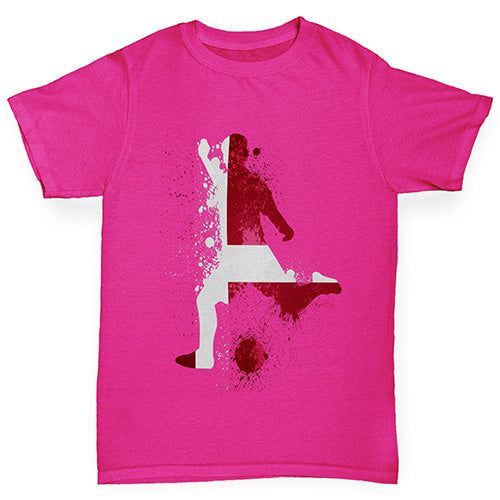 Girls Funny T Shirt Football Soccer Silhouette Denmark Girl's T-Shirt Age 12-14 Pink