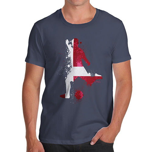 Funny Tee For Men Football Soccer Silhouette Denmark Men's T-Shirt Small Navy