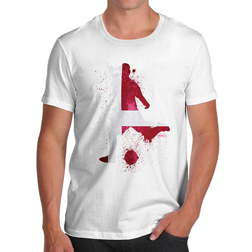 Funny Tshirts For Men Football Soccer Silhouette Denmark Men's T-Shirt Large White