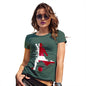 Funny T Shirts For Women Football Soccer Silhouette Denmark Women's T-Shirt Medium Bottle Green