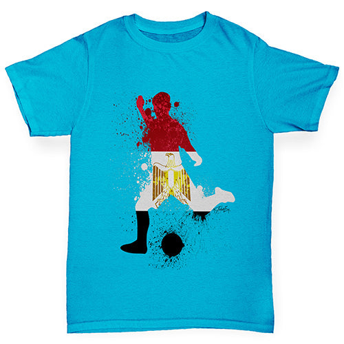 Novelty Tees For Boys Football Soccer Silhouette Egypt Boy's T-Shirt Age 12-14 Azure Blue