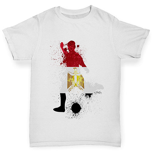 Boys funny tee shirts Football Soccer Silhouette Egypt Boy's T-Shirt Age 5-6 White