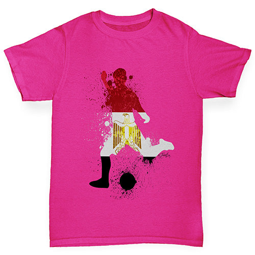 funny t shirts for girls Football Soccer Silhouette Egypt Girl's T-Shirt Age 5-6 Pink