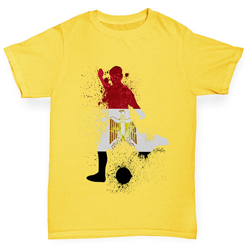 funny t shirts for girls Football Soccer Silhouette Egypt Girl's T-Shirt Age 5-6 Yellow