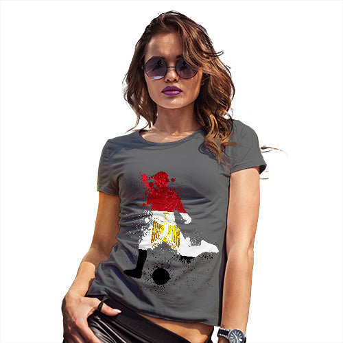 Funny T Shirts For Mum Football Soccer Silhouette Egypt Women's T-Shirt Large Dark Grey