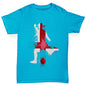 Boys funny tee shirts Football Soccer Silhouette England Boy's T-Shirt Age 3-4 Azure Blue