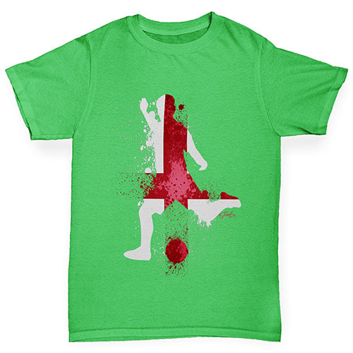 Boys novelty t shirts Football Soccer Silhouette England Boy's T-Shirt Age 9-11 Green